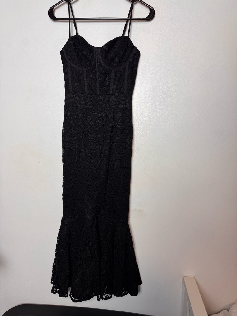 Lulus Black lace corset dress with flare bottom detail size-Xs